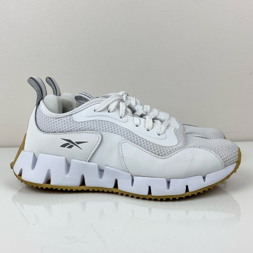 Reebok Women’s Zig Dynamica White Gum Athletic Training Running Shoes Size 8.0 - Picture 1 of 10